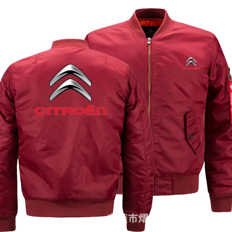 

2022 NEW Mens Warm Citroen Slim Fit Fly Pilot jacket Car Logo Print Sweatshirt Hip Hop Male Clothing jacket