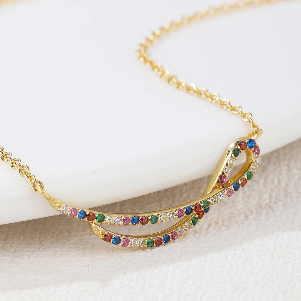 

New Infinity Cross Colored Crystal Necklace Bridal Wedding Party Women Jewelry Zircon Pendientes party gift
