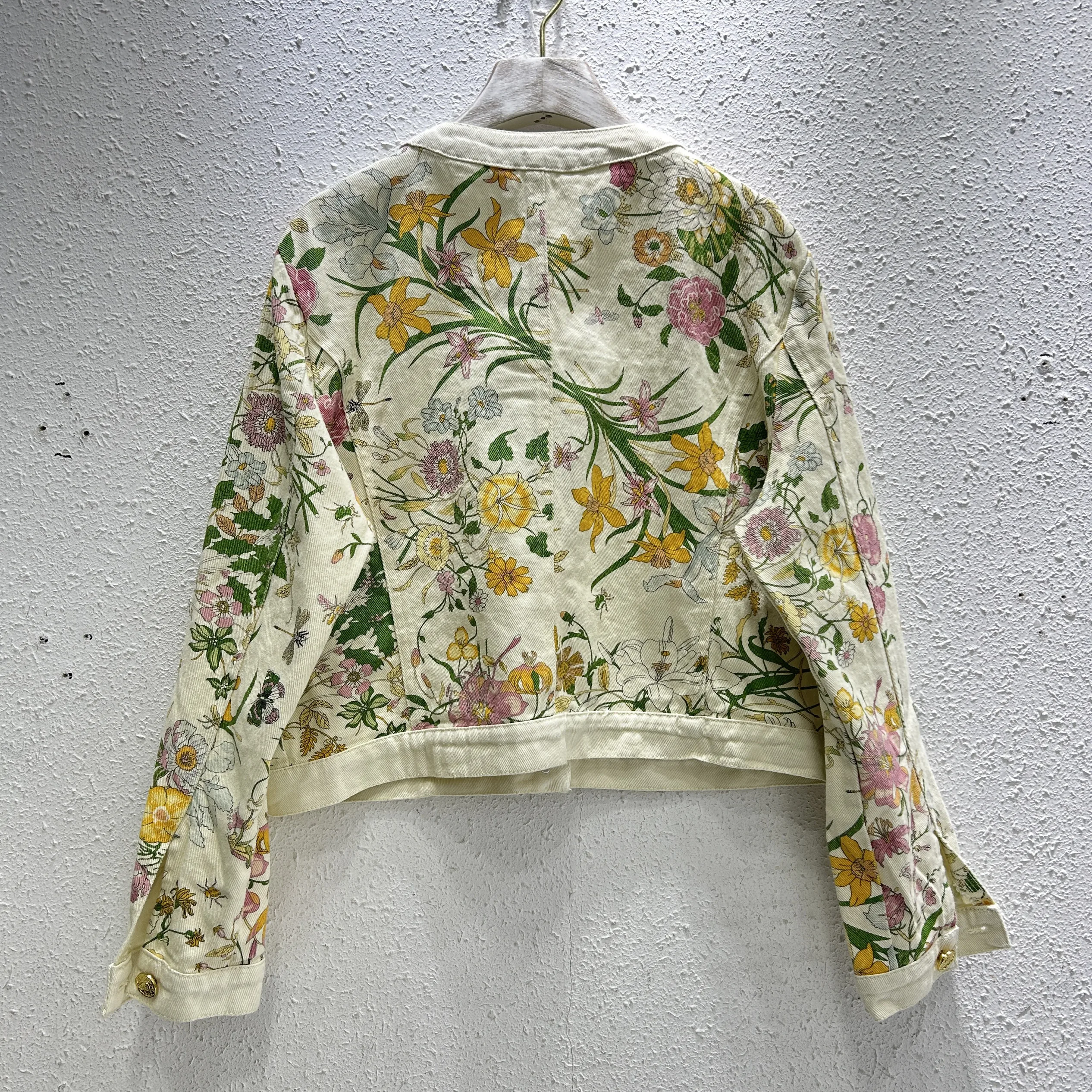 Весенняя новая женская тяжелая рабочая куртка с цветочным принтом абрикосового