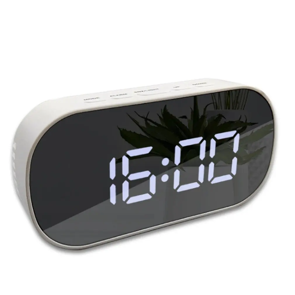 

White Creative Multifunctional Mirror Alarm Clock Without Battery Simple Alarm Clock With Snooze Function
