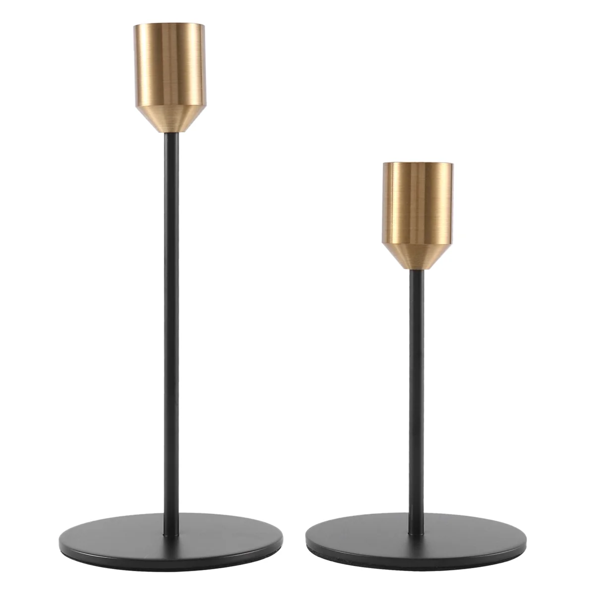 

Candlestick Holders Taper Candle Holders, 2 Pcs Candle Stick Holders Set, Gold & Black Brass Candlestick Holders Set