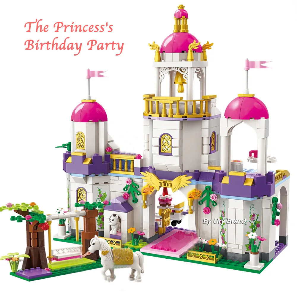 

Qman 2610 принцесса Leah день рождения замок набор фотокачели DIY строительные блоки игрушки для девочек креативные подарки 587 шт.