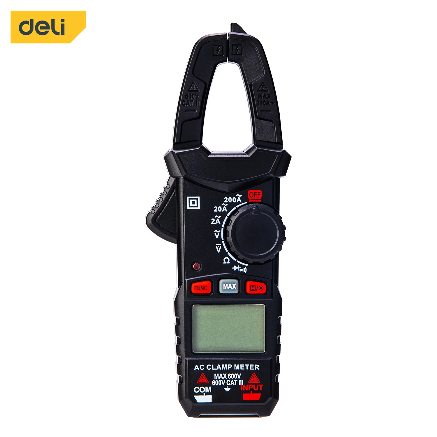 

Deli Handheld Clamp Multimeter Maximum Display 1999 Auto Ranging AC/DC Voltage AC Current Resistance Clamp Size 25mm