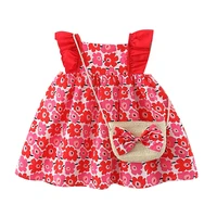 babzapleume summer dresses newborn baby girls clothes korean cute sleeveless cotton flowers infant princess dressbow bag 137