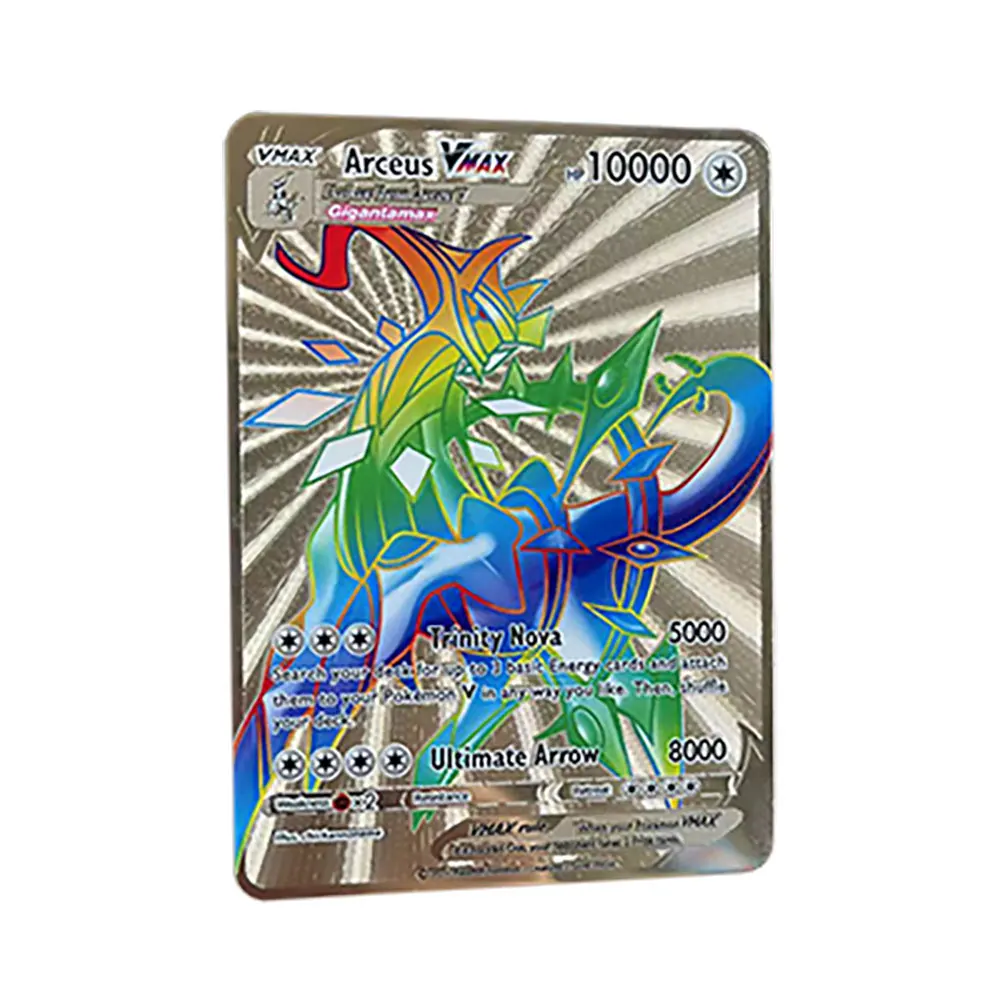 10000HP Arceus Necrozma Покемон металлические карты в английском железо золотые покмо