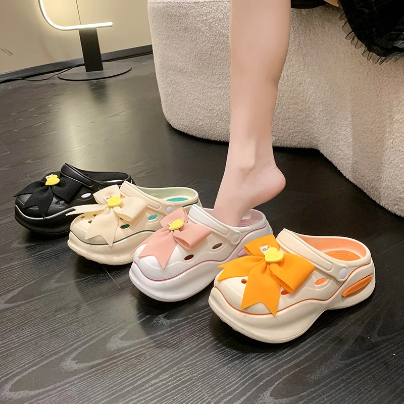 

Шлепанцы женские резиновые, роскошная обувь с узлом-бабочкой, сланцы, Дизайнерские летние на плоской подошве, из искусственной кожи, 2023