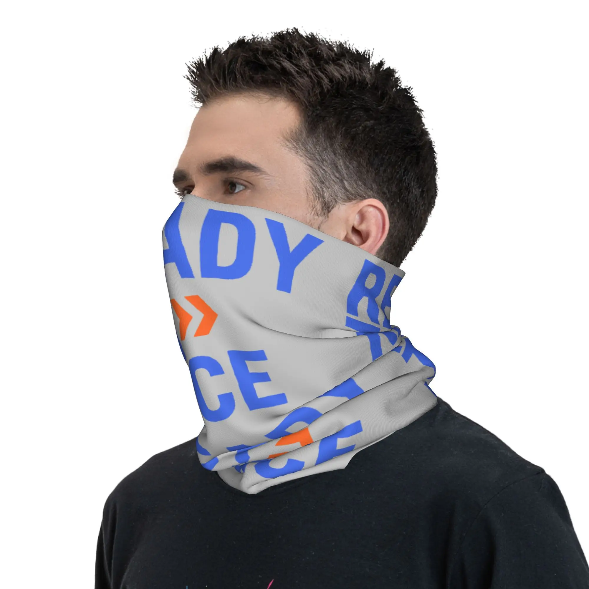 Custom Blue Ready To Race Bandana Neck Gaiter for Ski Running Men Women Wrap Scarf Enduro Motocross Balaclava Warmer