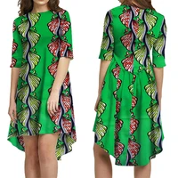 new african ankara print causal dress for women ankara knee length dresses bazin riche party african women clothing wy5686