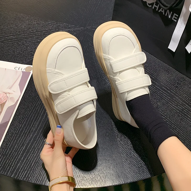 Женские Текстильные кроссовки на платформе Белые Повседневные холщовые туфли