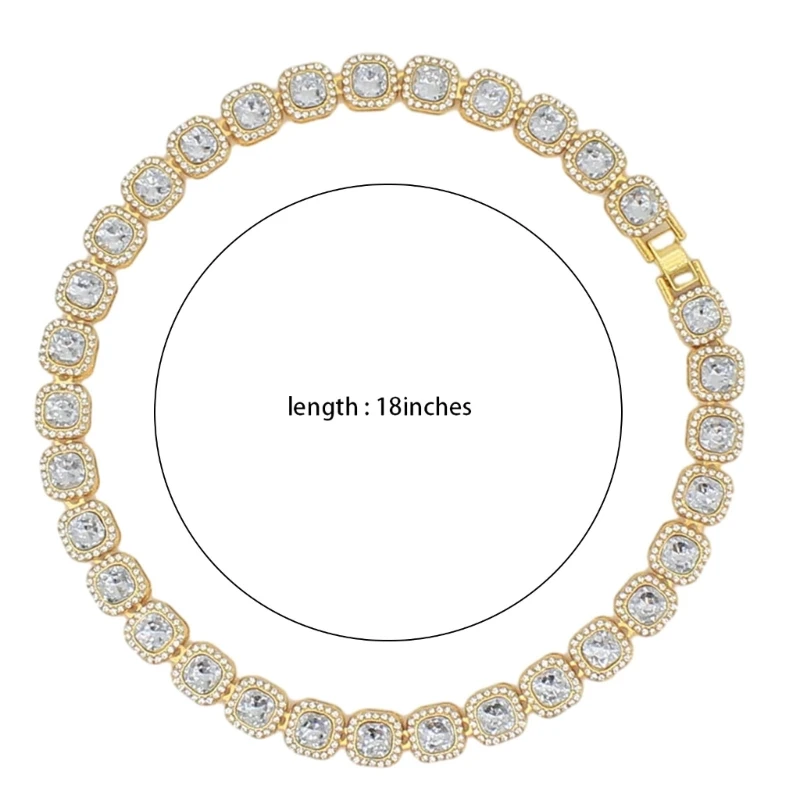 Ожерелье в стиле хип-хоп большие квадратные стеклянные бусины цепочка на ключицы