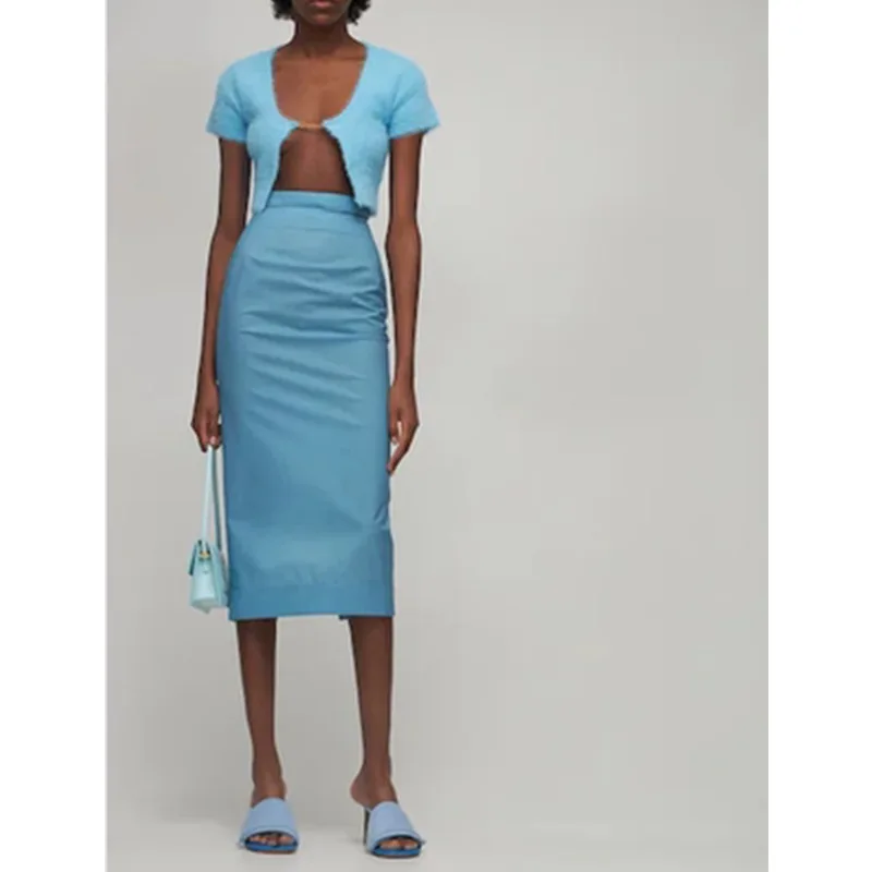 

Кардиган летний плюшевый с V-образным вырезом, модная классическая маленькая кофта синего цвета с тонкими пряностями, лето 22