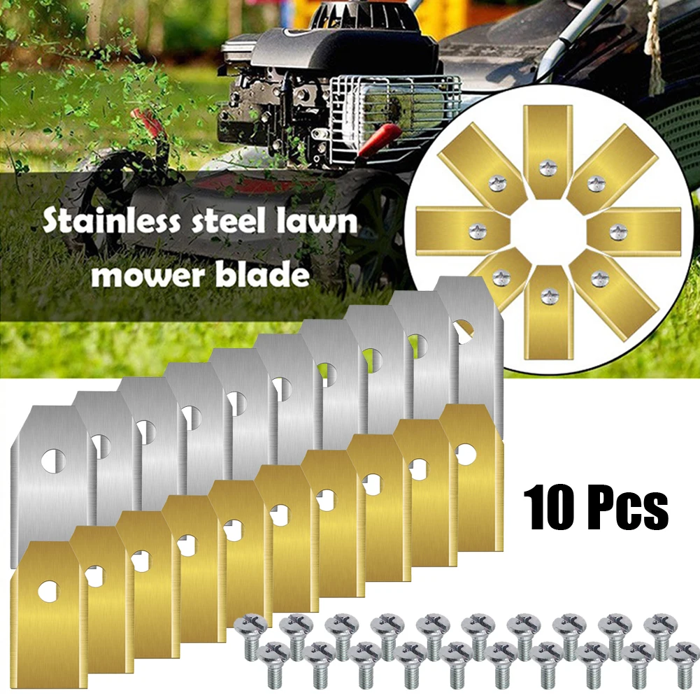 

10Set Coated Stainless Steel Lawnmower Blade Replacement With Screws Trimmer Cutter For Lawn Mower 220AC 230ACX 260ACX R38Li
