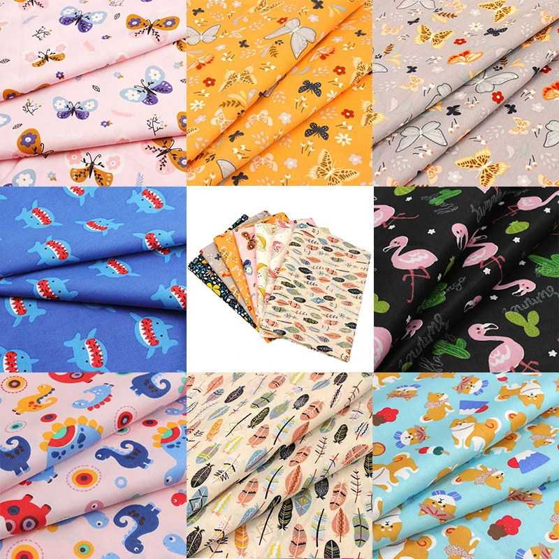 

100% Cotton Printed Quilting Fabric for Patchwork Cushions Pillows Needlwork Sewing Material Cartoon Series 45*145cm