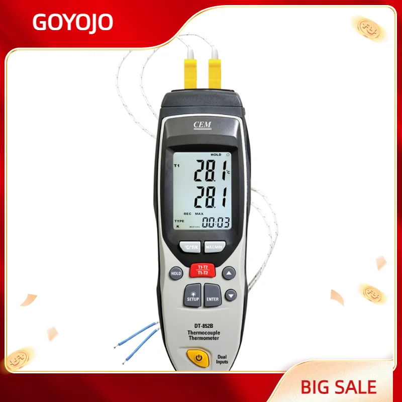 

DT-852B Professional K/J Digital Thermocouple Thermometer