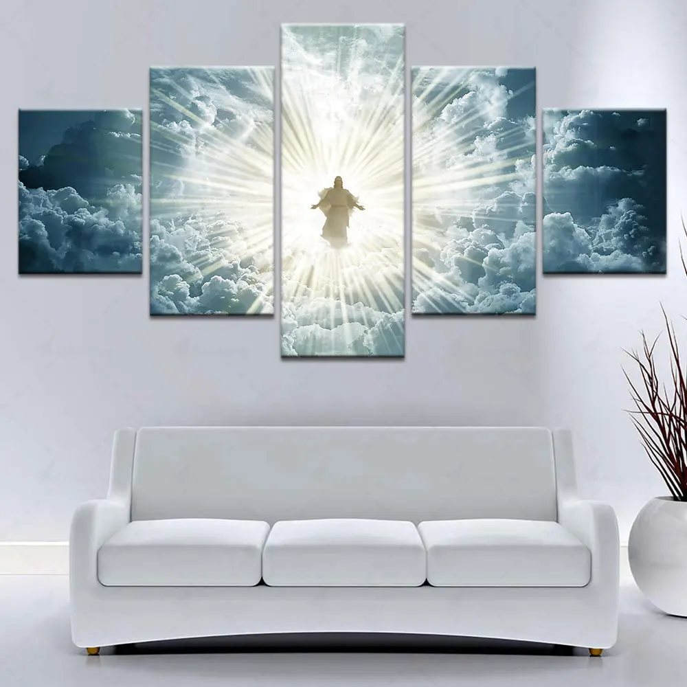 

Artsailing Modular Prints Sunlight Picture Home Decoration Statue Of Jesus Painting HD 5 Pieces Canvas Poster Unframe Wall Art