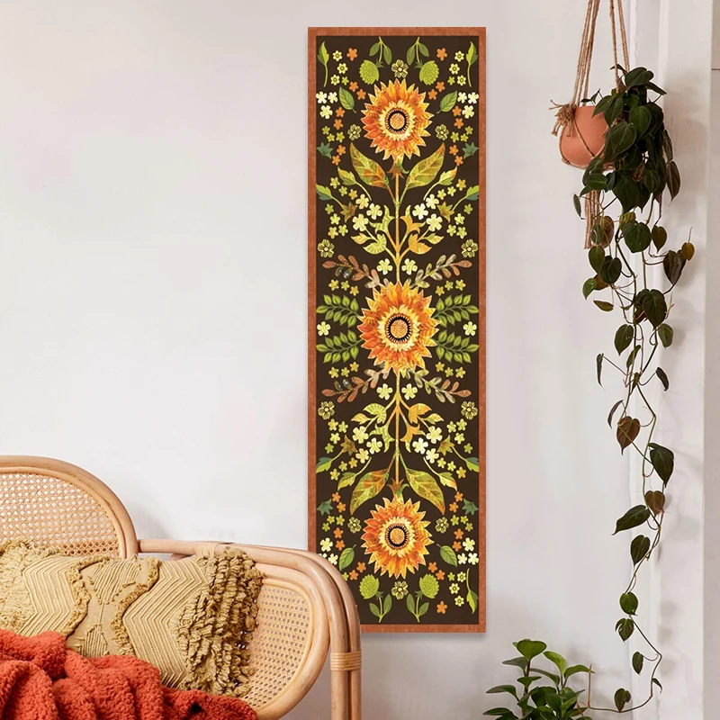 

Indian Summer Floral Tapestry Wall Hanging Psychedelic Sunflower Plant Leaves Bohemia Home Decor Poster Art Home Decor Gift