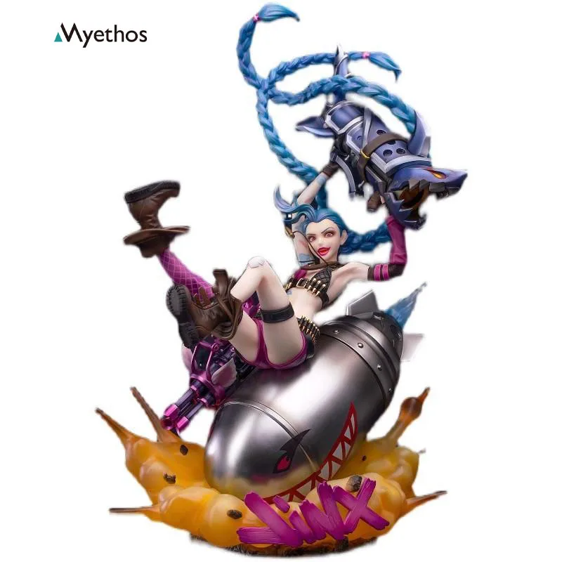 

Stock Original Myethos Game League of Legends LOL The Loose Cannon JINX 1/7 PVC Action Anime Figure Model Toys Doll Gift 34.5cm