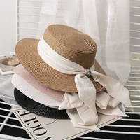 new summer fashion women casual elegant ladies girls vintage ribbon embellished outdoor beach flat edge sunscreen straw top hat