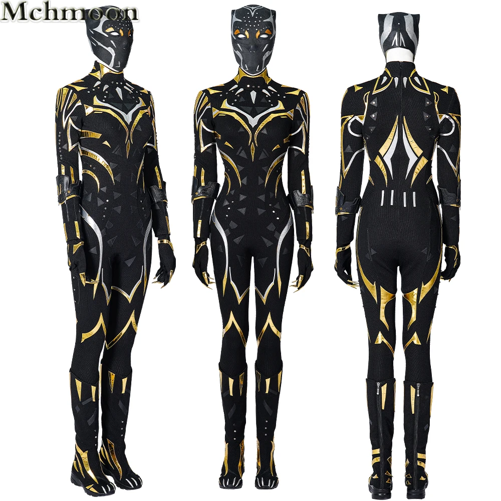 

Wakanda Forever Shuri Cosplay Costume Female Panther Performance Battle Outfit with Helmet Black Jumpsuit Sexy Bodysuit