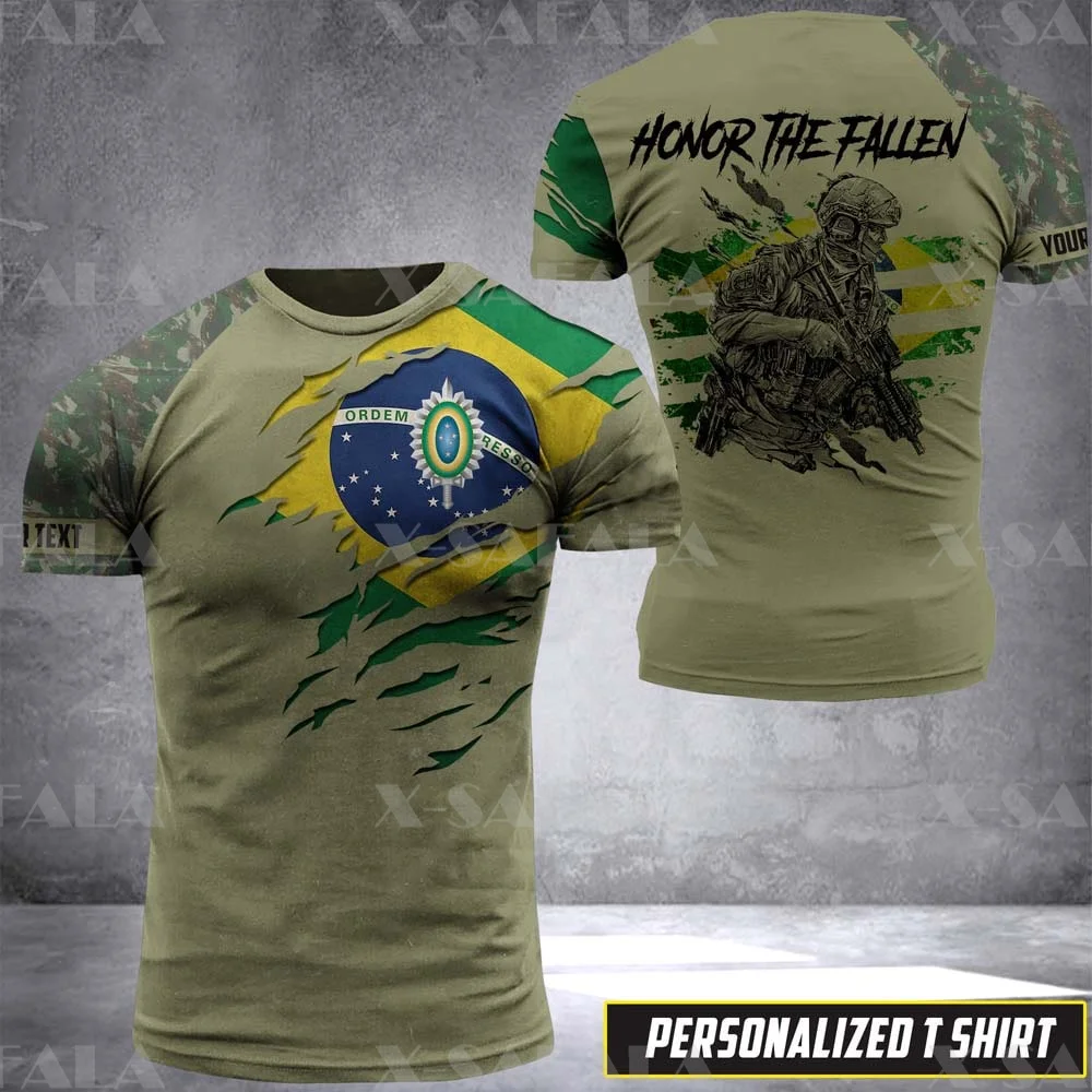 

BRAZIL Brazilian Soldier-ARMY-VETERAN Country Flag 3D Printed High Quality T-shirt Summer Round Neck Men Female Casual Top-9