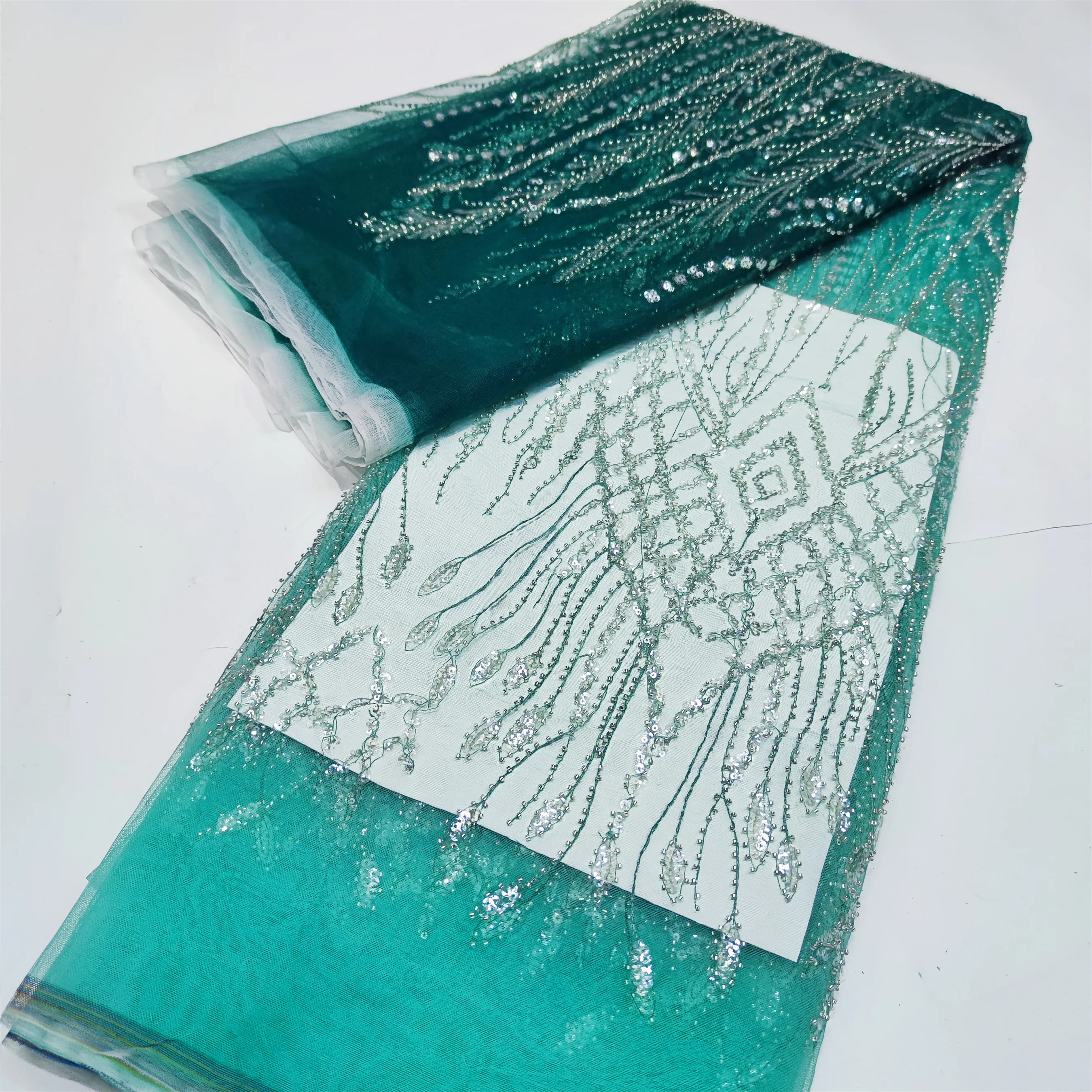 

Свадебное платье, швейные африканские бусины, кружевная ткань, вышивка блестками, французская Тюлевая кружевная ткань, новейший дизайн 2022