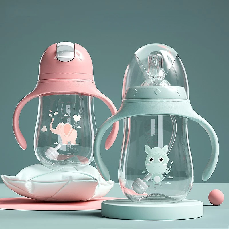 

Baby Sippy Cup Child Bottle Print with Straws Leakproof Gravity Ball Drinking Learning Straw Water Bottle Kids Training Cups