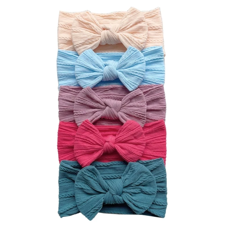 

Cable Knit Bow Headband for Baby Wide Hairband Nylon Hair Band Kid Hair Accessory Infant Boy Girls Photo Props Hair Bows GXMB