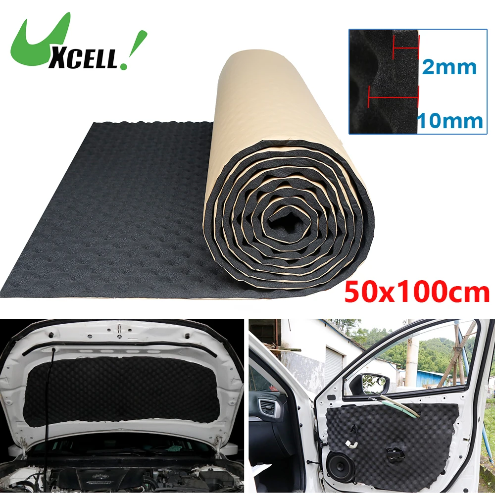 

Uxcell 50cmx100cm Studio Sound Acoustic Absorption Car Heatproof Wave Foam Deadener Mat Hood Firewall U-type Wall Insulation
