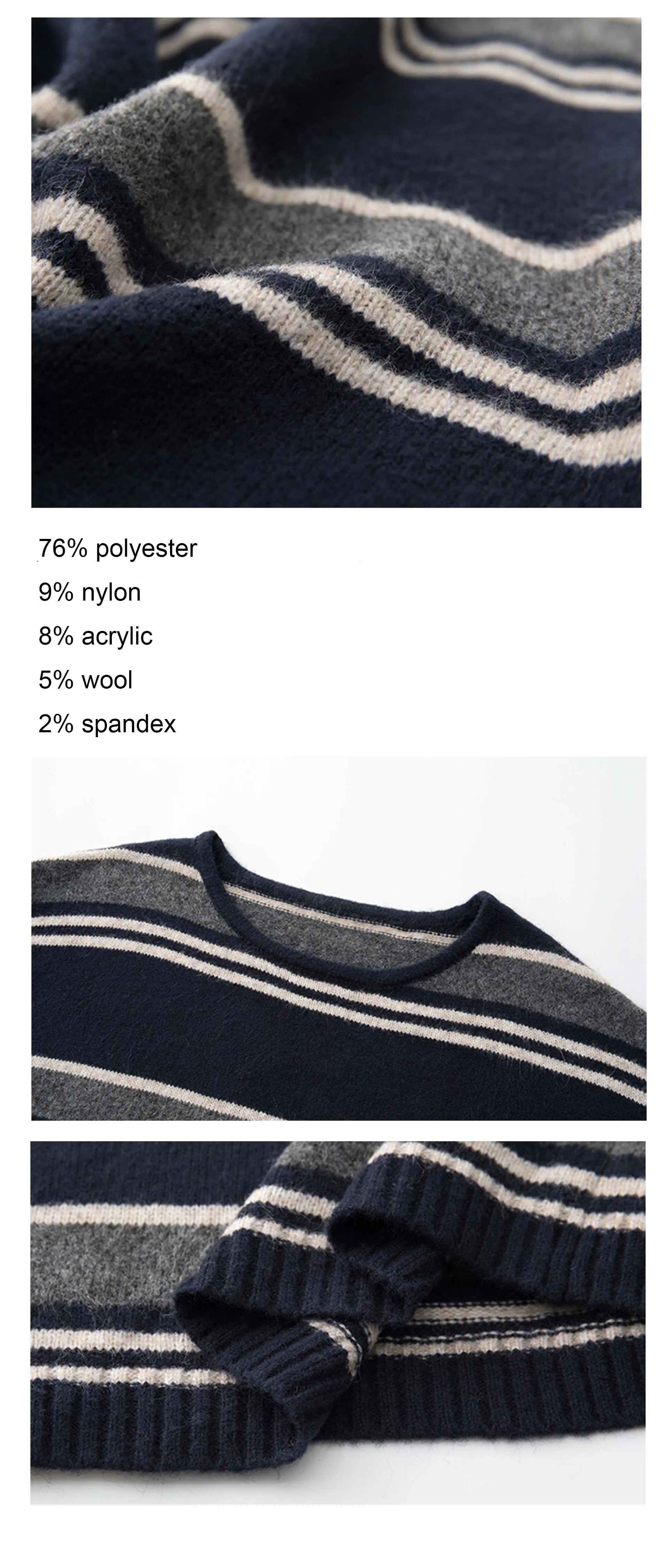 Винтажный свитер большого размера в полоску с круглым вырезом джемпер пуловер