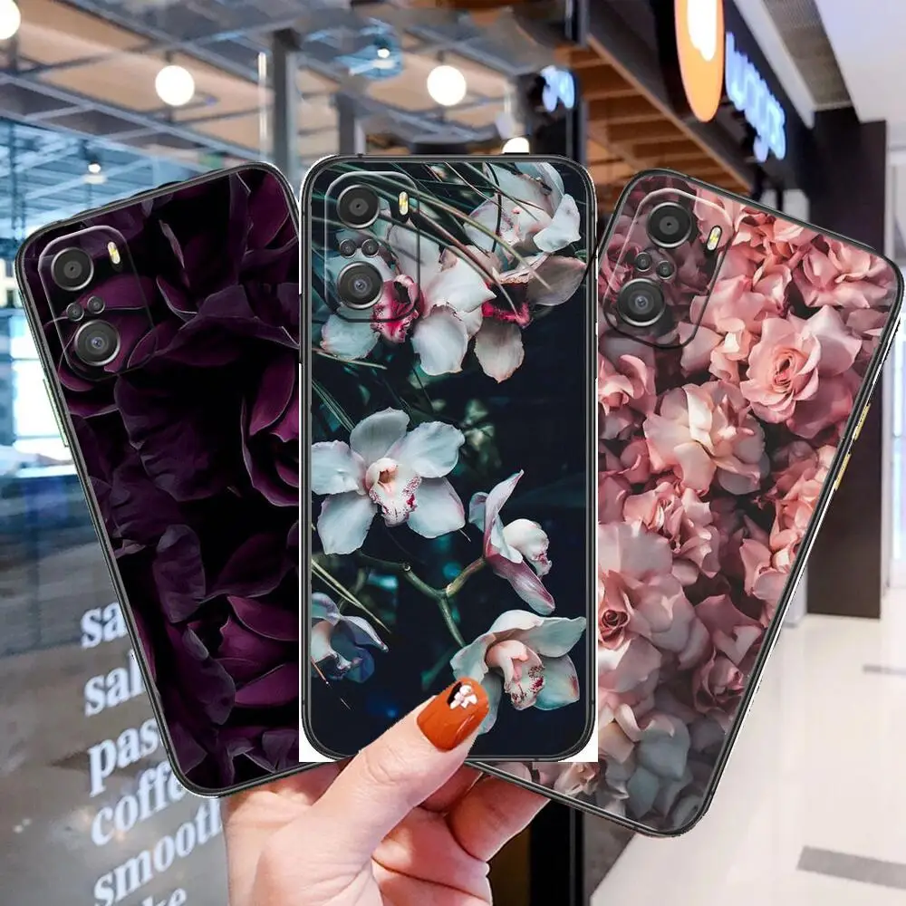 

HD-Bright flowers Phone Case For xiaomi redmi 11 Lite pro Ultra 10 9 8 MIX 4 FOLD 10T Black Cover Silicone Back Prett