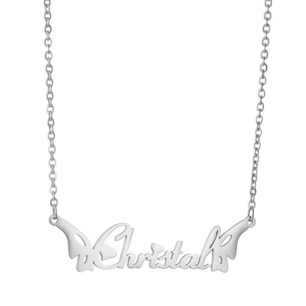 

Customized Butterfly Charm Necklace For Women Stainless Steel Jewelry Custom Personalize Name Necklac Friendship Gift