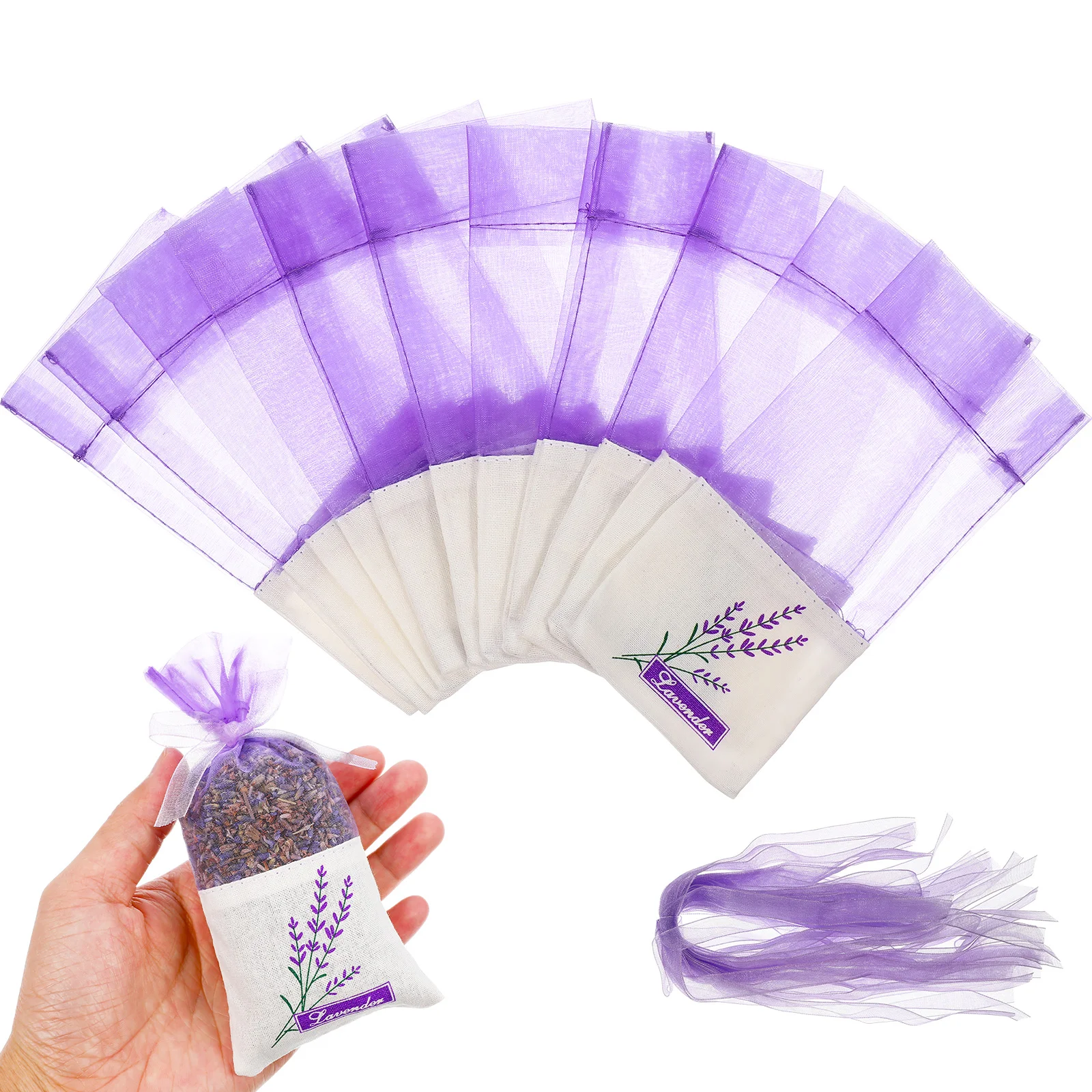 

30 Pcs Clear Gift Bags Sachets Drawers Closets Lavender Buds Organza Wardrobe Favor Pouches Sheer Empty Ribbons