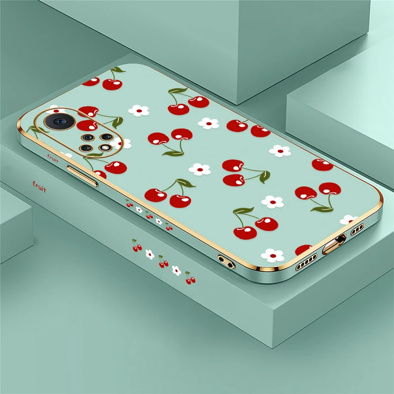 Фото Мягкий силиконовый чехол для телефона Huawei Nova Y70 Plus 9 7i 8i 5T 5i 7 6 SE 3i 4e с цветочным узором и вишневым принтом, противоударный, с покрытием №1