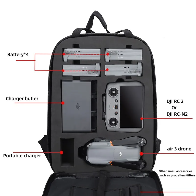 Водонепроницаемая сумка для DJI Air 3 Аксессуары дрона жесткий корпус рюкзак RC-N2 / RC 2