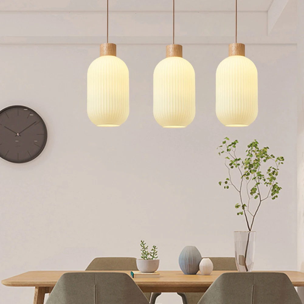 Nordycki minimalistyczny szklany wisiorek światła japońskie lampy wiszące LED do jadalni salon kuchnia lampka nocna dekoracja wnętrz