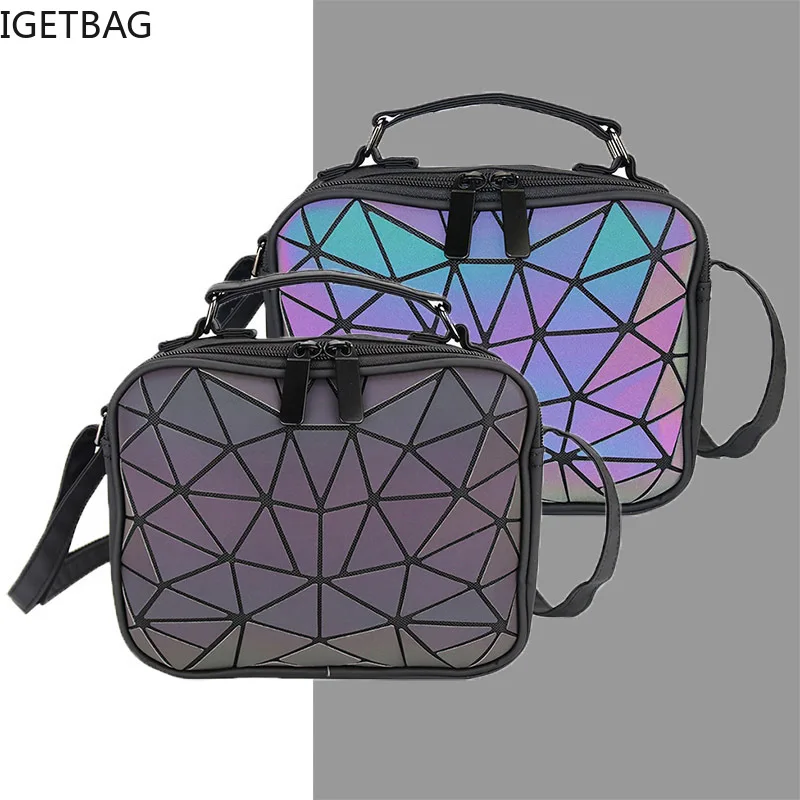 

Women Laser Luminous Holographic handbags Crossbody Bags for Women 2020 Shoulder bag Geometric Plaid Hologram small Square bags