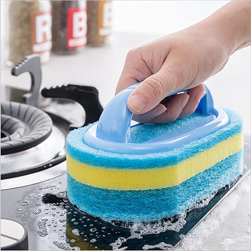 

Kitchen Bathroom Toilet Cleaning Magic Sponge Glass Wall Cleaning Bath Brush Handle Sponge Ceramic Window Slot Clean Brush