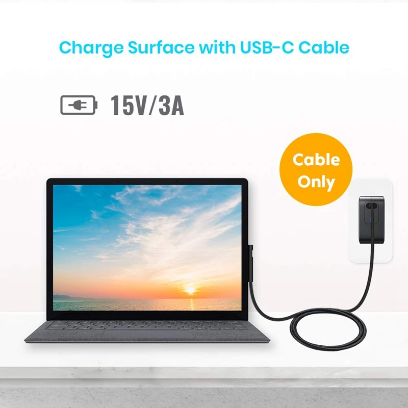 Фото Nylon Braided Connect to USB-C Charging Cable PD 15V for Pro 7/6/5/4/3,Laptop 3/2/1, Go-A68X №5