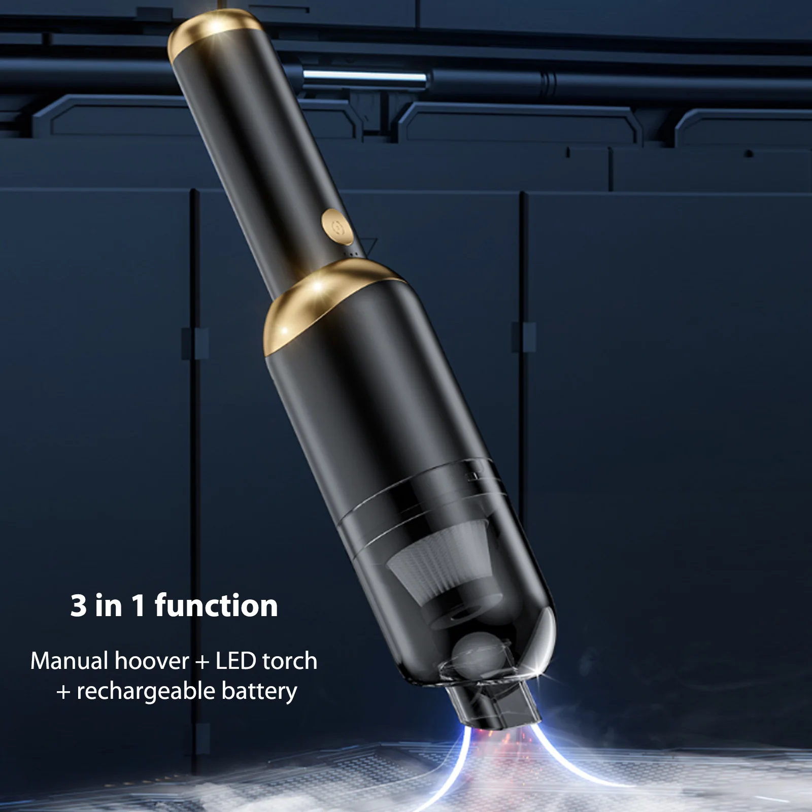

3 in 1 Cordless Vacuum Cleaner 120w Powerful Portable Wireless Vacuum Cleaner with Flashlight with Power Bank for Car Home