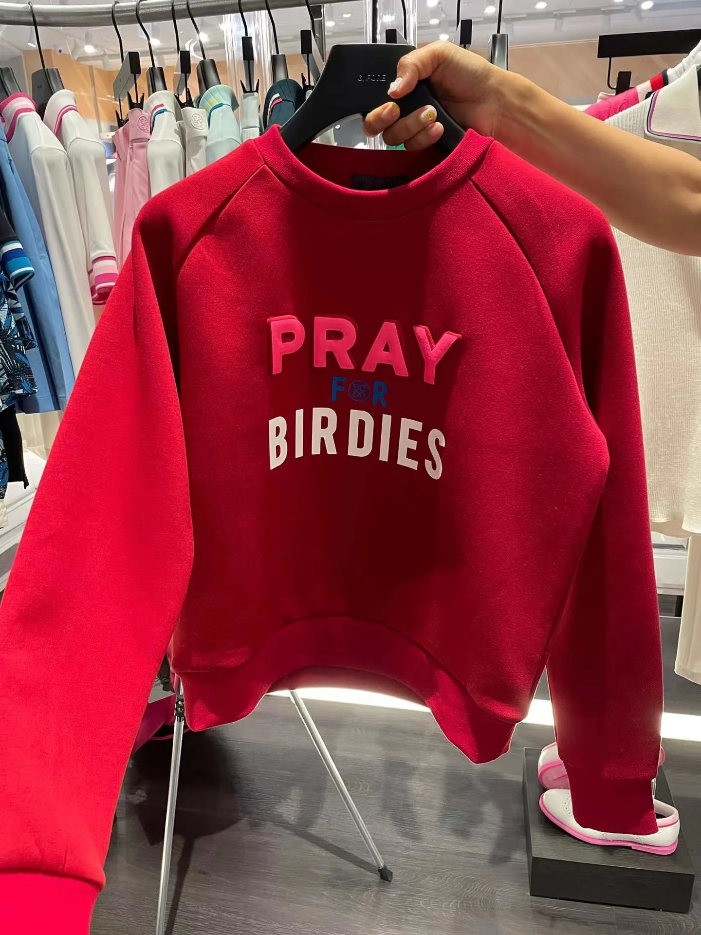 

Golf Shirts Women's Autumn/Winter Outdoor Sports Golf Top Casual Style Round-Neck Pullover Warm Sweatshirt Red Color
