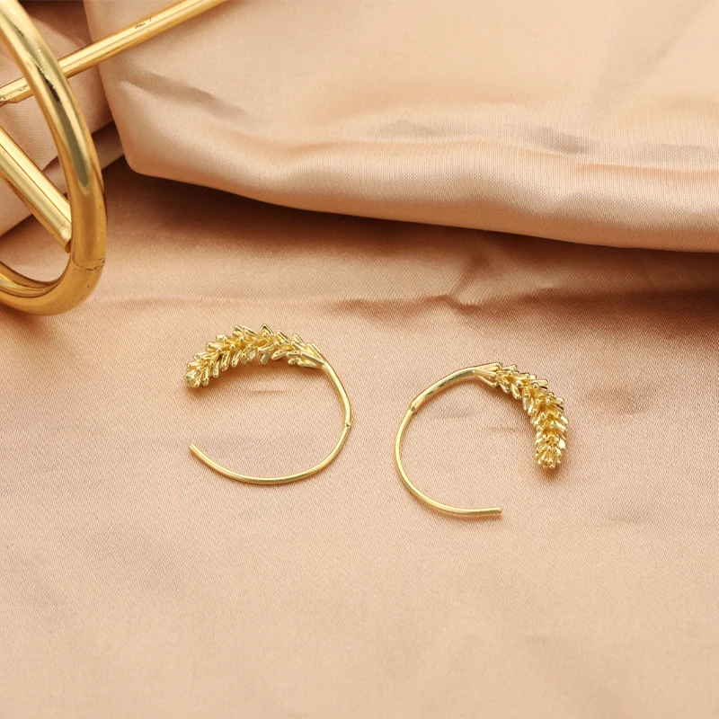 

New Korean Ear of Wheat Metal Circle Hoop Earrings Hook Jewelry Women Fashion Vintage Personality Party Gift