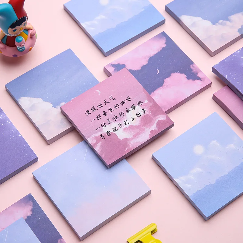 

80sheets Version Starry Sky Notepad Kawaii Sticky Notes Aesthetic Stationery Supplies Office Accessories Scrapbook Pretty Notes