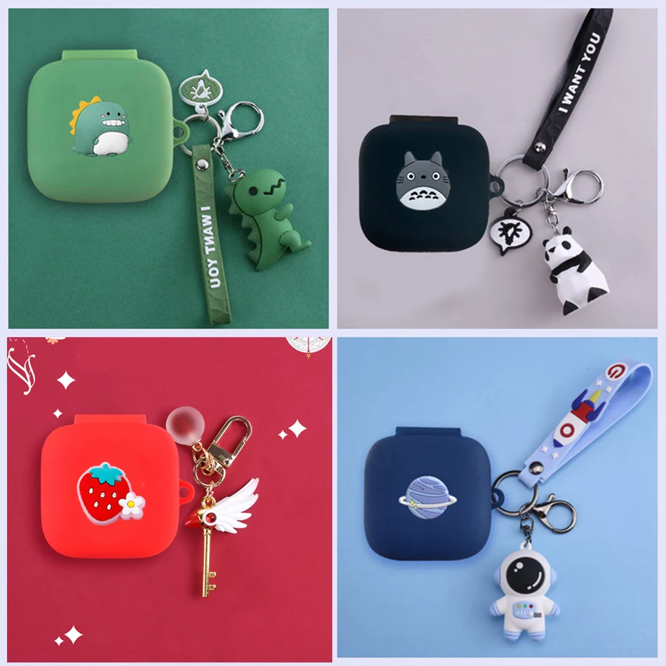 

For Soundcore Life Note 3 Cases Cartoon Dinosaur / Cute Panda Silicone Protective Earphones Cover with keychain Accessories box