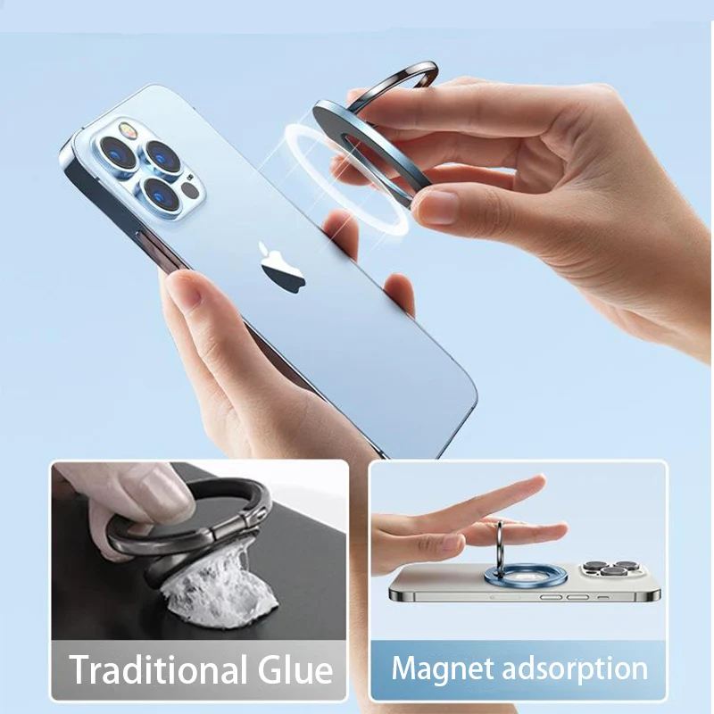 Magnetic Cell Phone Ring Holder Compatible with iPhone 12 13 14 Series MagSafe Removable Cell Phone Grip Kickstand