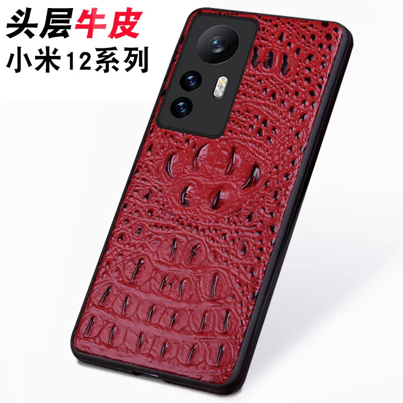 original greenstraw genuine cowhide leather case for xiaomi mi 12 pro retro 3d crocodile head alligator skull armor phone cover free global shipping