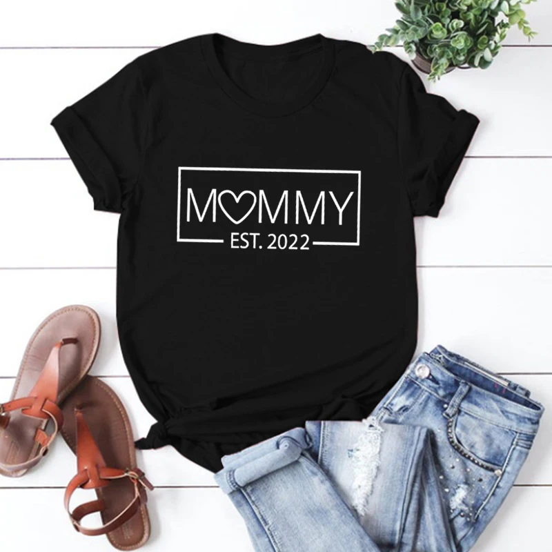 

Mommy Est. 2022 Promoted To Mommy Shirts Mothers Day Gift Announcement Tee Gift for Mama Mothers Day Shirt New Mom Tops XL