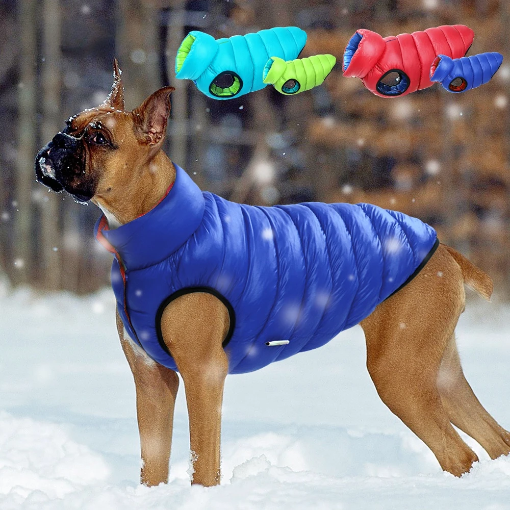 

Warm Winter Dog Clothes Vest Reversible Dogs Down Jacket Coat Thick Both Sides Pet Clothing Waterproof Outfit Large Dog Supplies