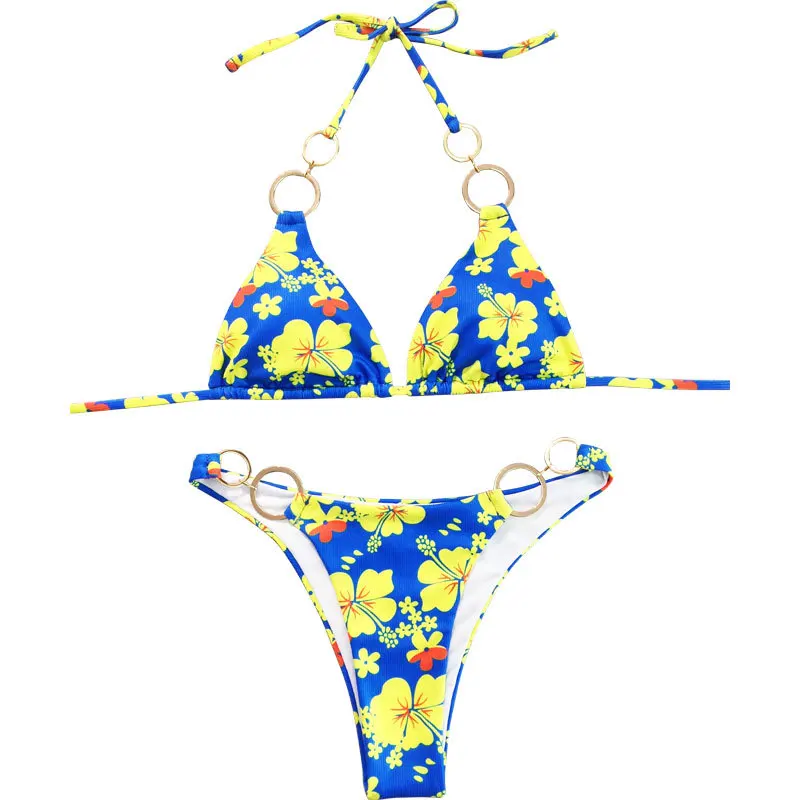 Лето 2022 сексуальный женский купальник-бикини с открытой спиной и лямкой на шее -