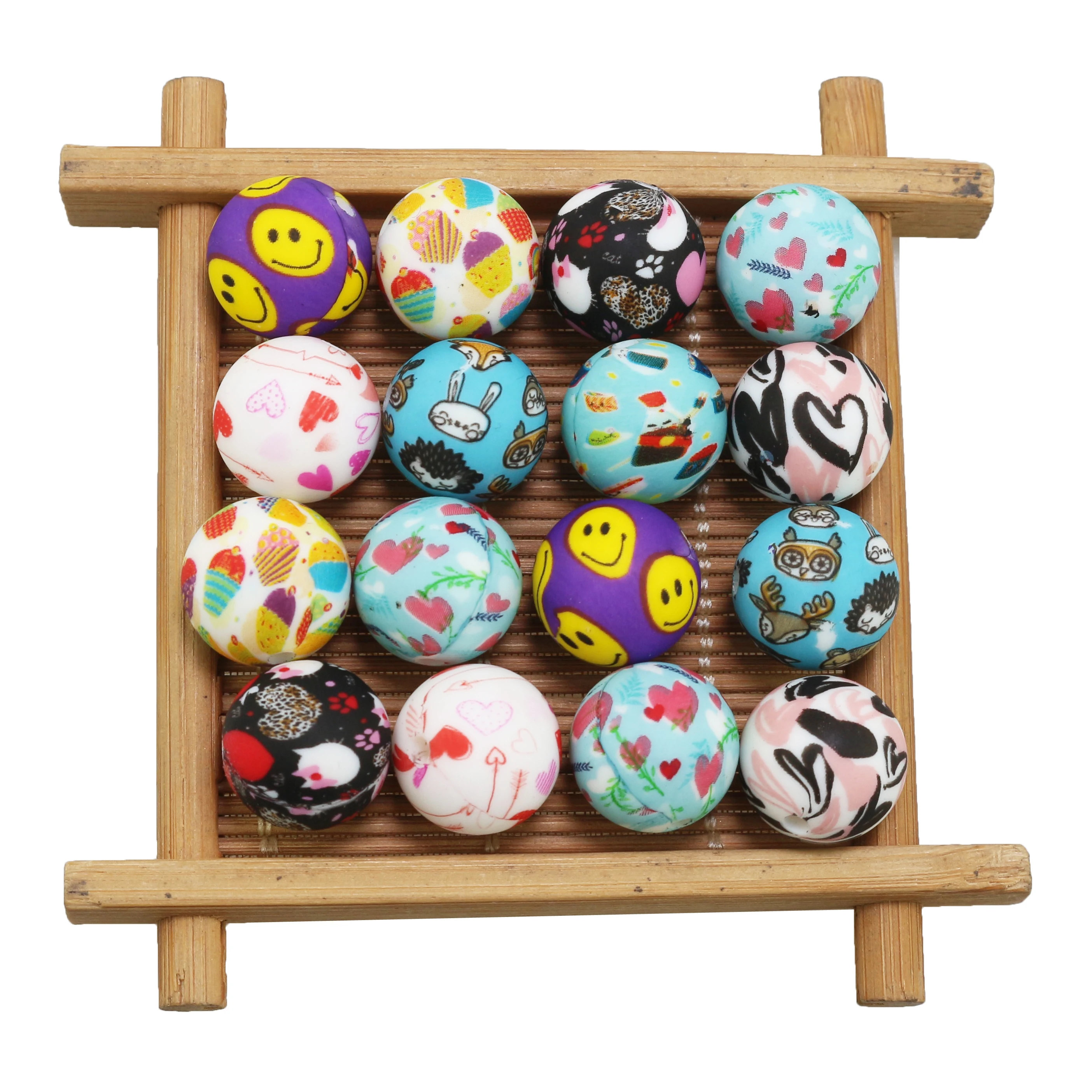 100 шт./партия силиконовые бусины с рисунком мыши 15 мм