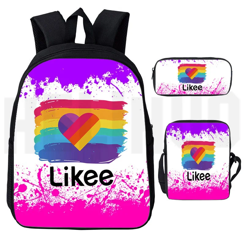 Сумка Likee app 3 шт./компл. LIKEE 1 Like Video рюкзак на молнии с 3D-принтом пенал школьные